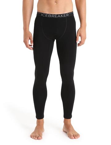 Black Icebreaker 15.5 Merino Thermal Leggings Men's Base Layers | AU 1354FDNM